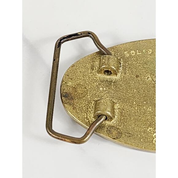 Belt Buckle Solid Brass Oval Engraved 3 1/2" I Never Get Lost" Accessories Vtg - Picture 5 of 9